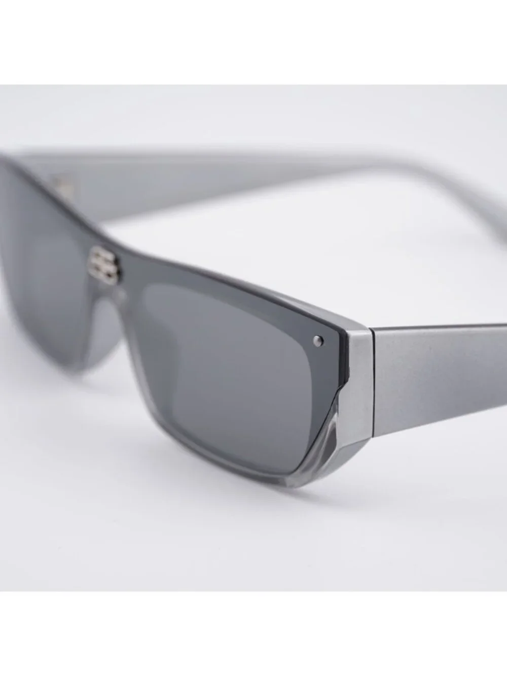 Balenciaga BB0080S 002 Rectangle Unisex Sunglasses - Silver